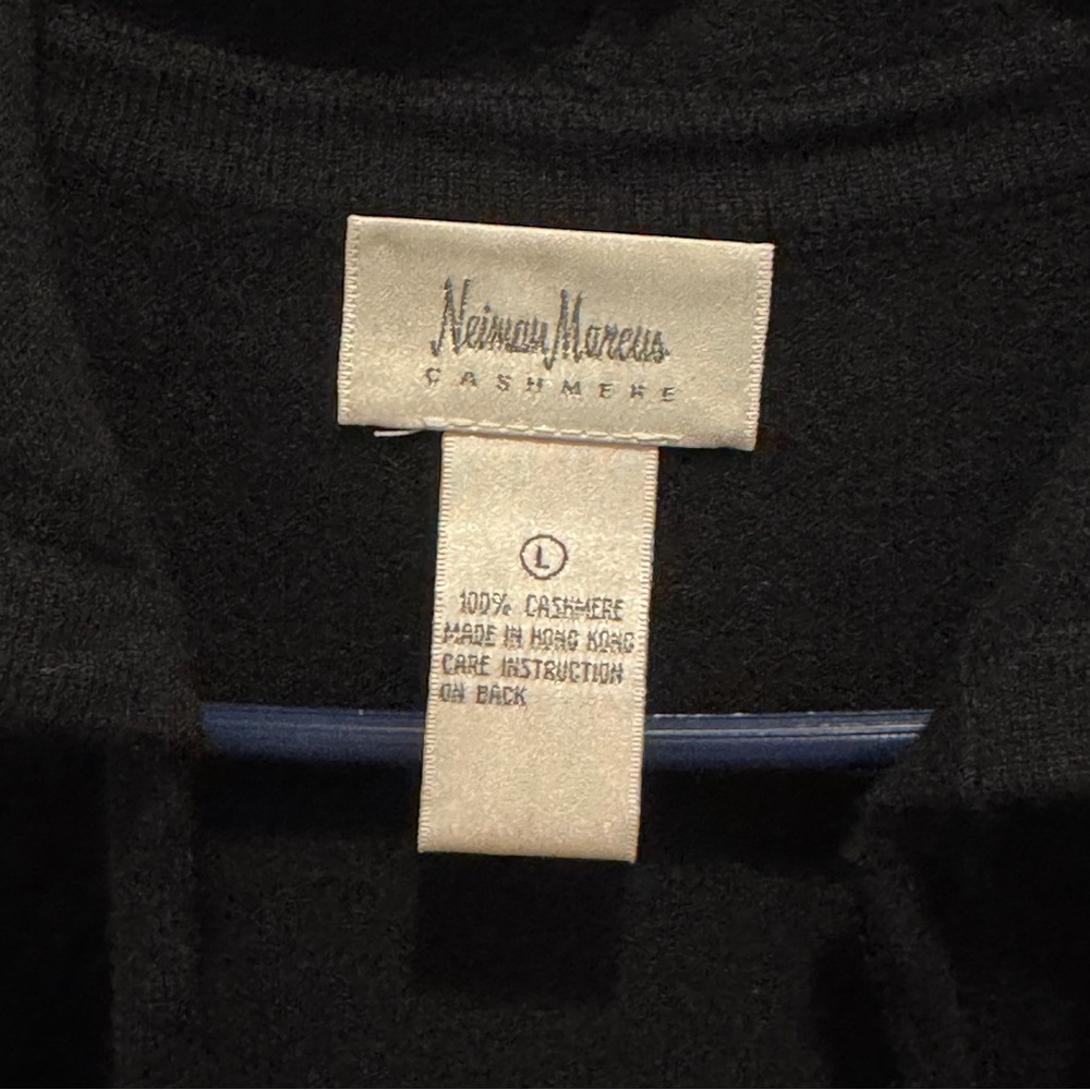 RARE Neiman Marcus Cashmere Black Hooded Zippered Vest 100% Cashmere Size L - Picture 5 of 11